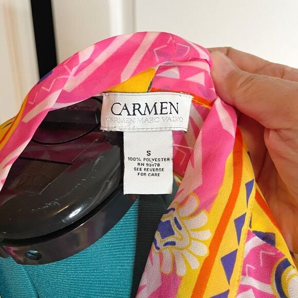 Carmen Marc Valvo Sheer See Thru Lightweight Kimono Paisley Boho Colorful Blouse - Picture 10 of 11